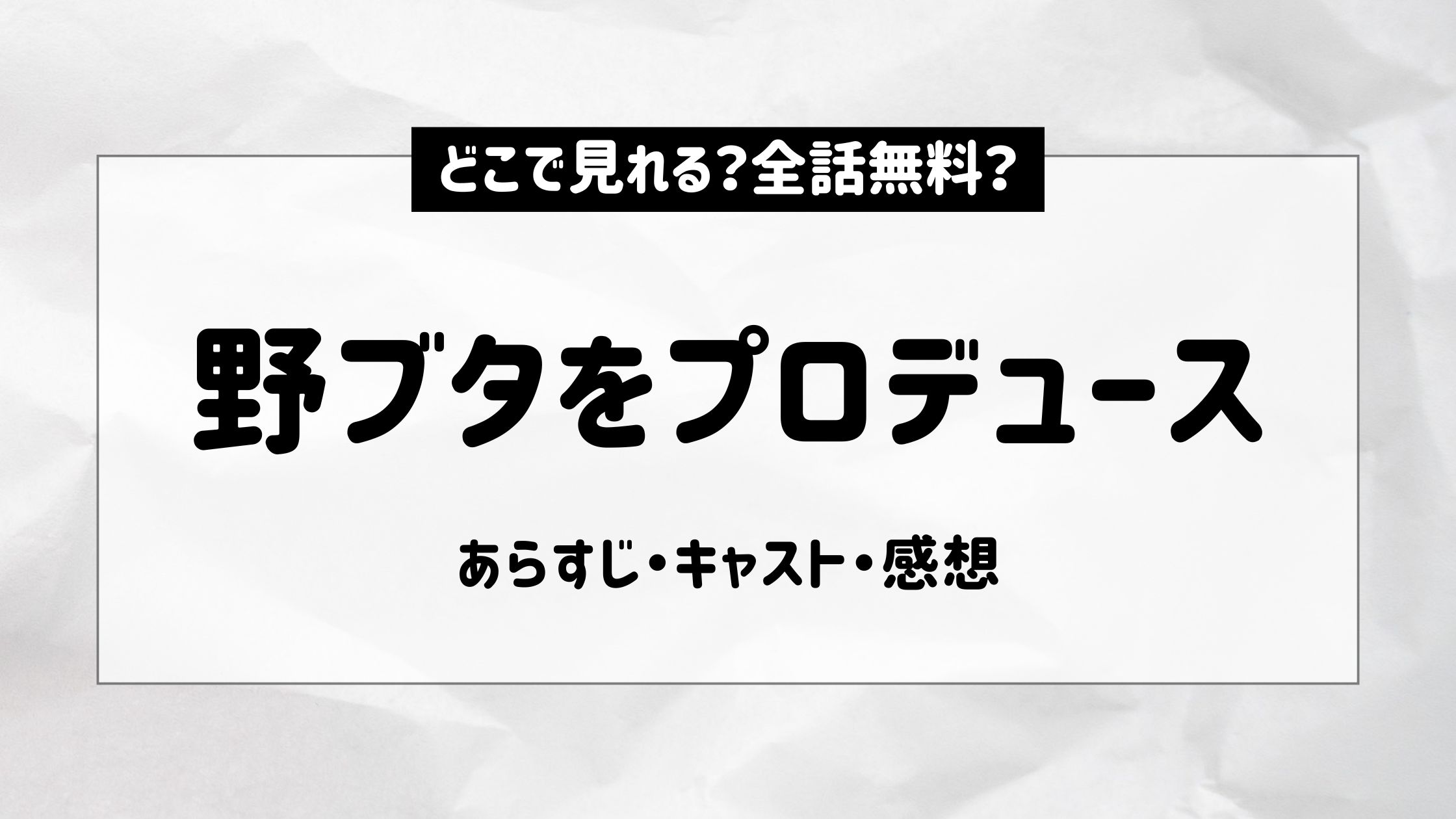 野ブタをプロデュース